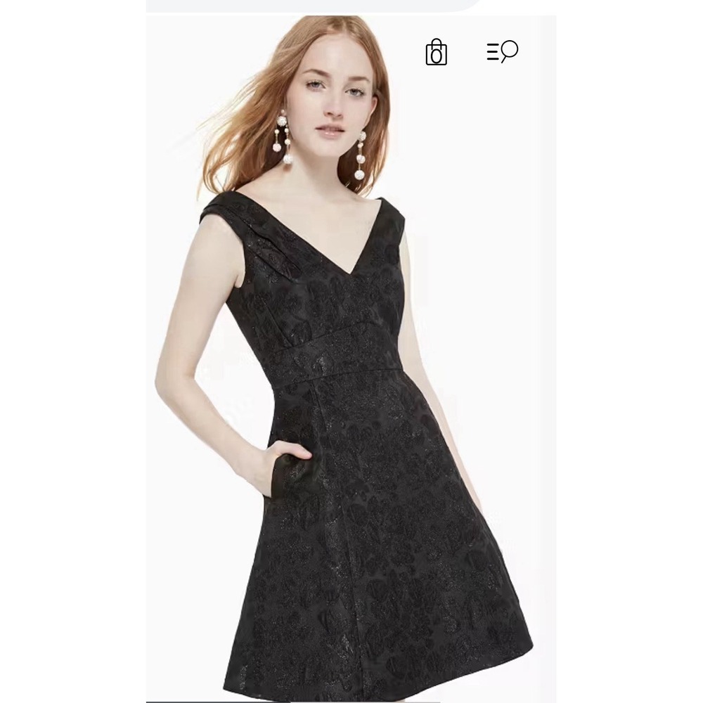 Kate‎ Spade Metallic Jacquard Dress Black Size 4 Cocktail